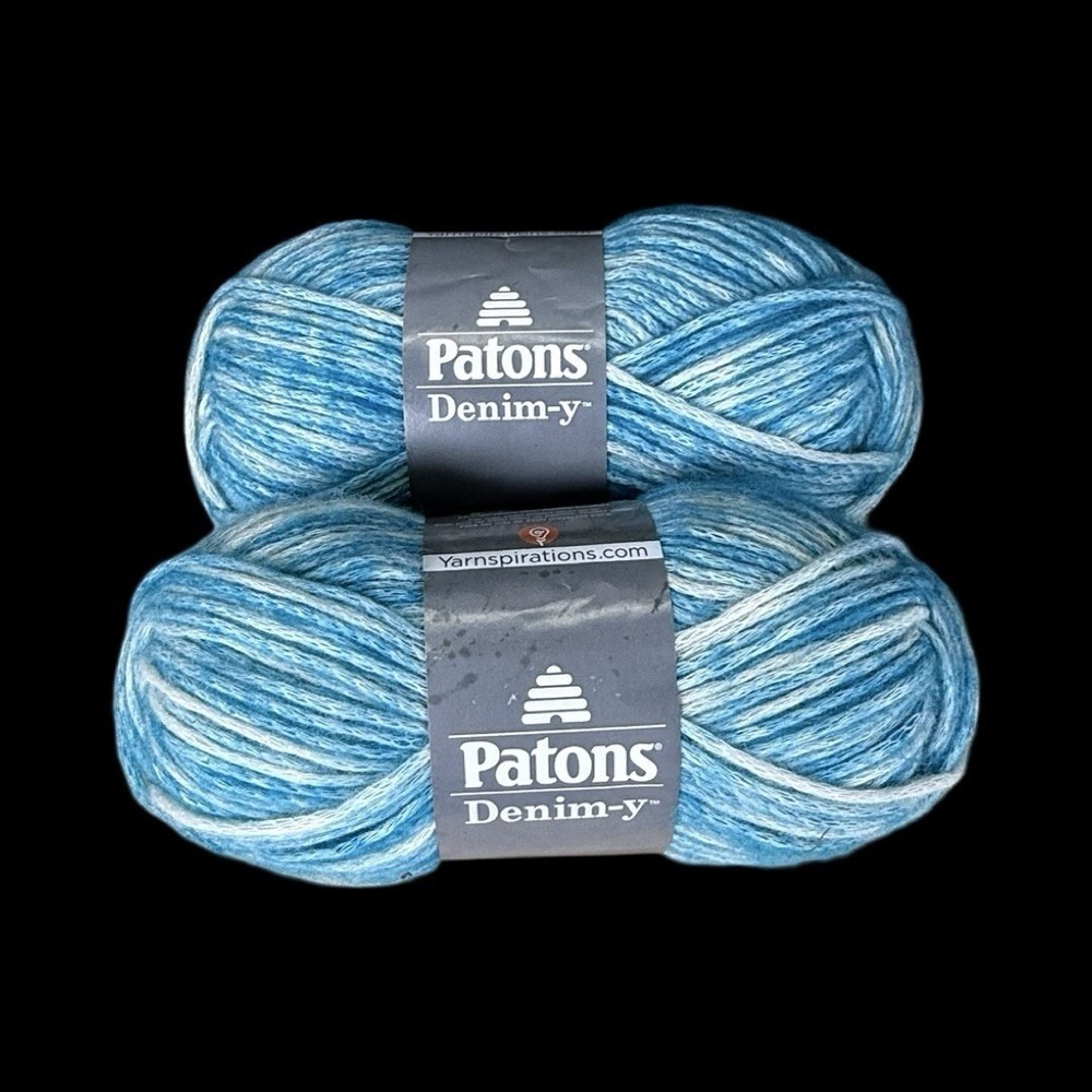 Patons Denim-y Teal Denim Blue Wool Blend Lot of 2‎